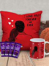 I Love You Forever Cushion And Mug With Cadbury Dairy Milk Chocolate Valentine Gift Hamper